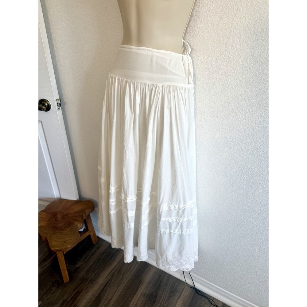 Reformation Aura Maxi Skirt Sz S White Eyelet Lace Trim Prairie Coastal Cowgirl - Picture 4 of 12